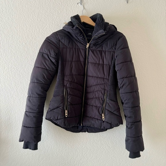Zara puffer coat black- winter coat / jacket - Picture 4 of 9